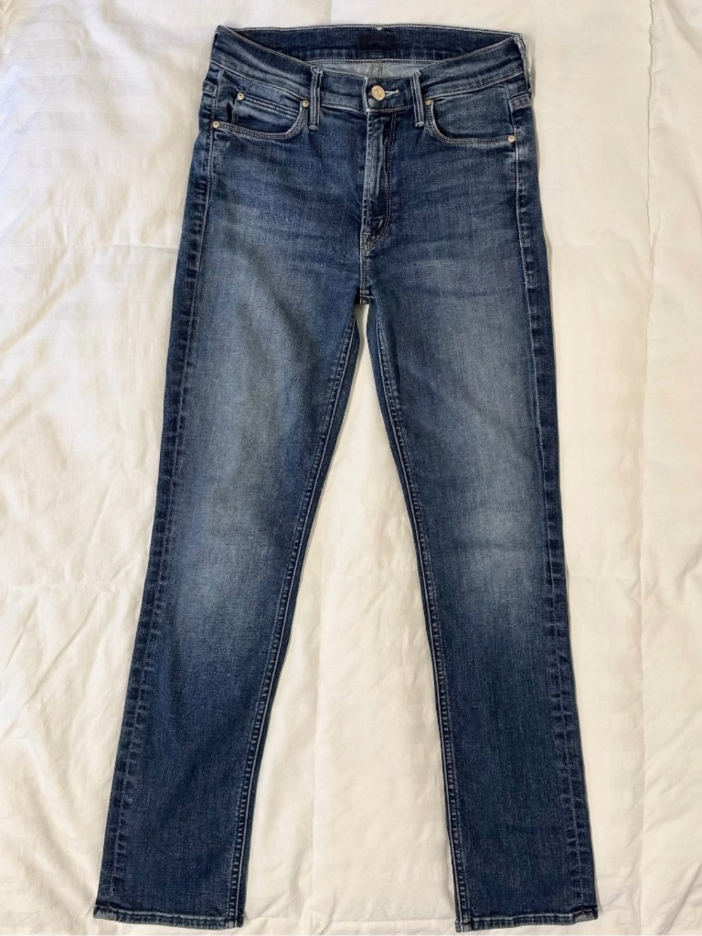 Mother The Mid Rise Dazzler Ankle Jeans On The Edge Medium Wash 25